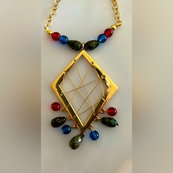 Jewelry - Multi colored gold necklace and earring set